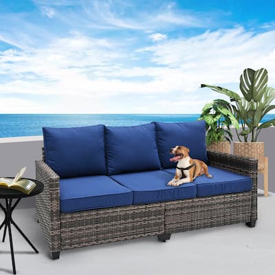Outdoor Patio Rattan Sofa with Cushions