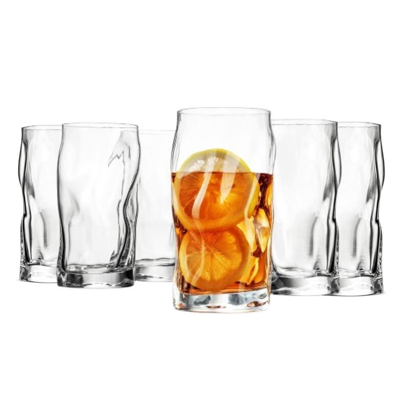 Bormioli Rocco Set of 6 Sorgente Cooler Glasses - 15.5 oz. - 15.5 oz. - Clear