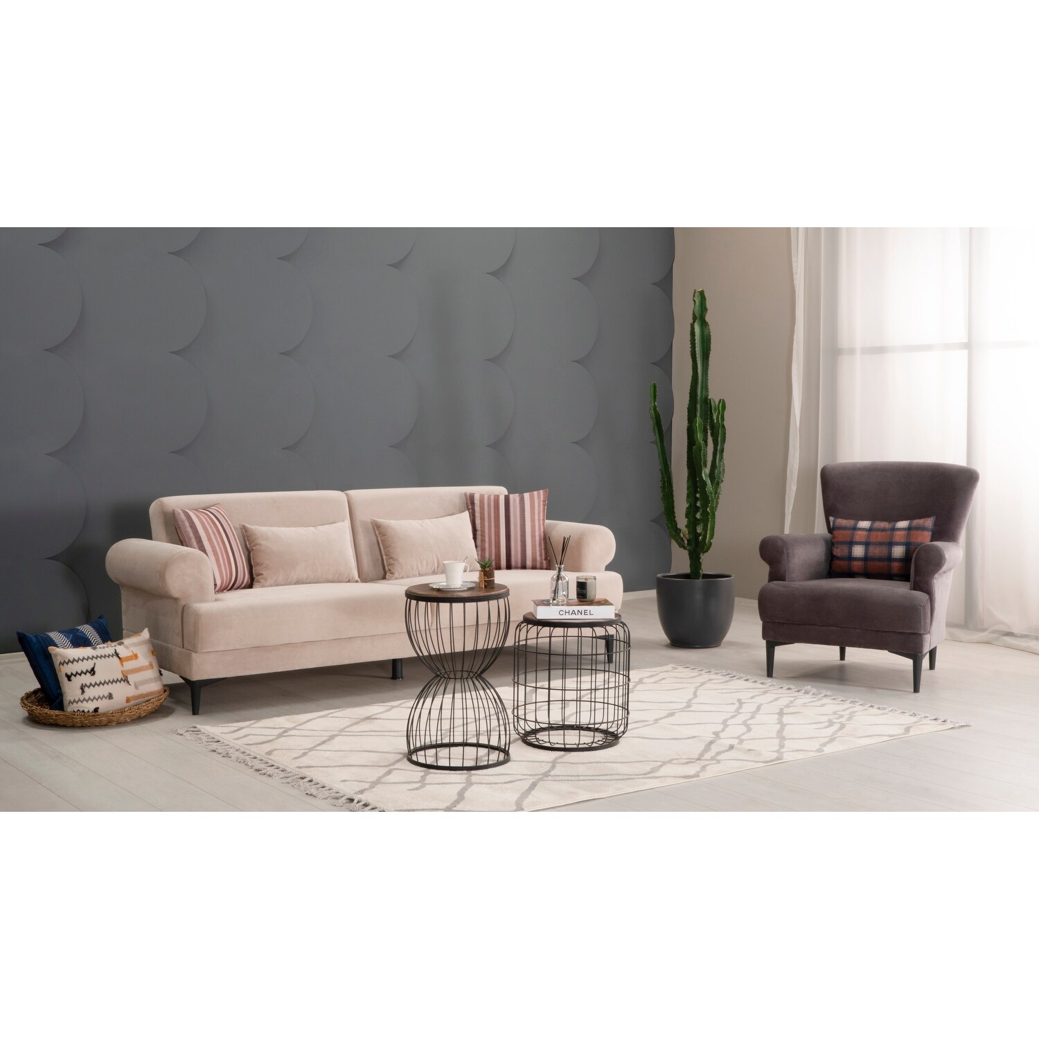 Bulurio Two Sofa One Chair Modern Living Room Set