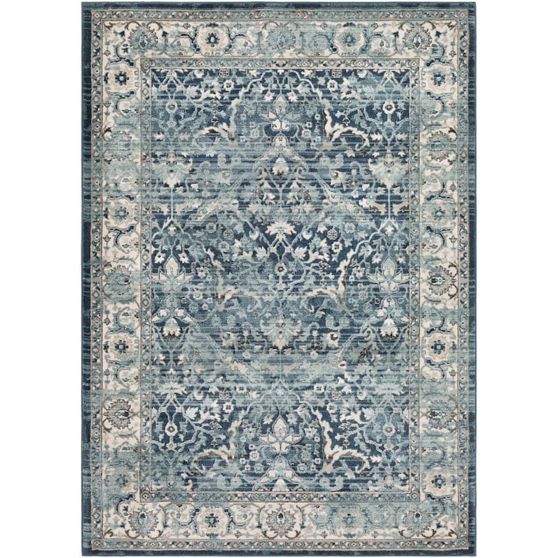 Annelie Navy & Teal Updated Traditional Area Rug - 2' x 3' - 2' x 3'