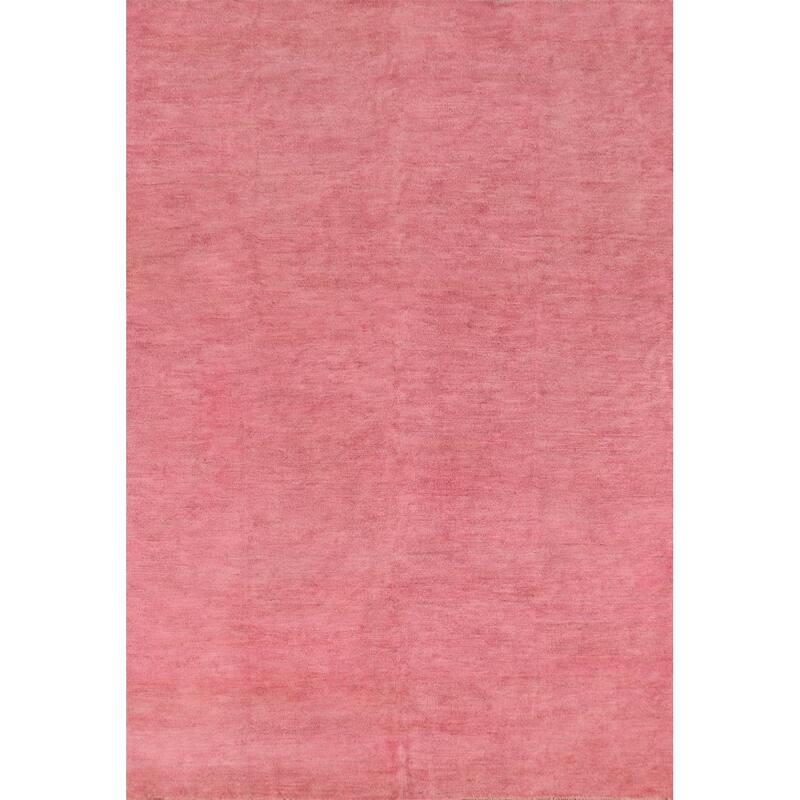 Modern Pink Gabbeh Oriental Area Rug Handmade Wool Carpet - 6'4" x 9'3"