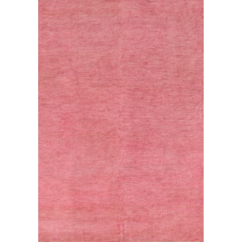 Modern Pink Gabbeh Oriental Area Rug Handmade Wool Carpet - 6'4" x 9'3"