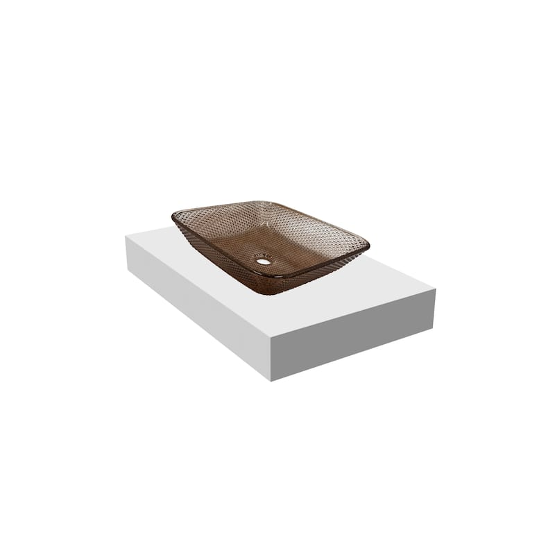 Decorative 16" Square Crystal Vessel Sinks With White Base