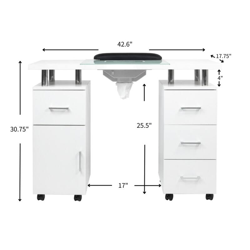 Manicure Table GLASGLOW Grey Salon Nail Table Salon Furniture - N/A