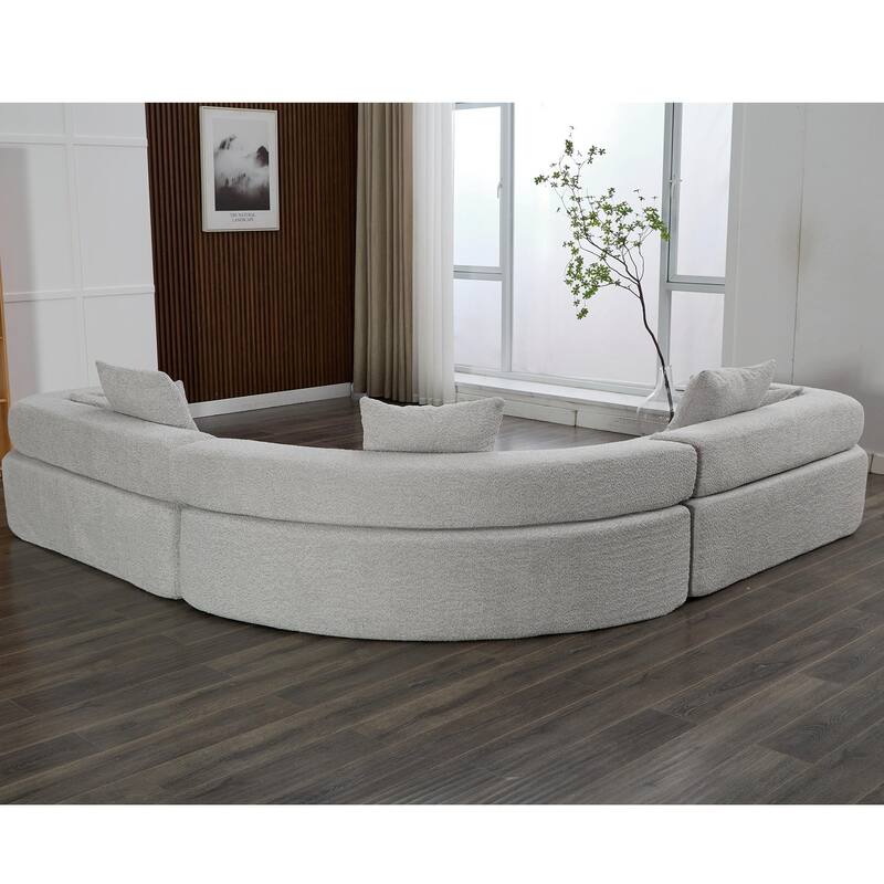 3-Piece Curved Sofa, Oversized Boucle Couch, Flexible for Living Room
