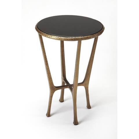 Handmade Flavio Metal and Stone End Table (India)