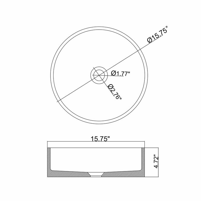 Topcraft 15'' Concrete Round Bathroom Vessel Sink
