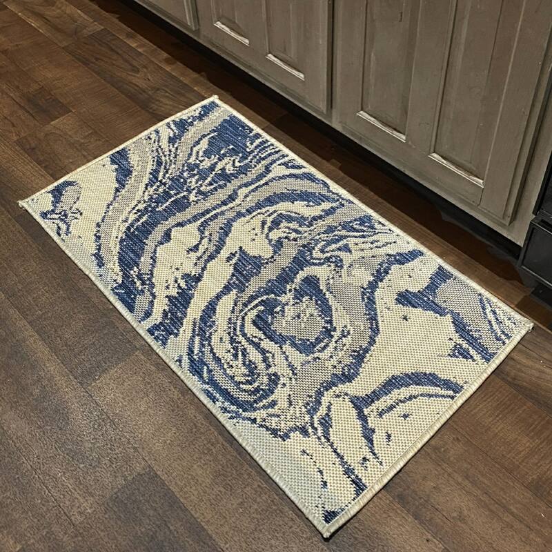 Tides Coastal Abstract Performance Indoor/Outdoor Area Rug by Sevita
