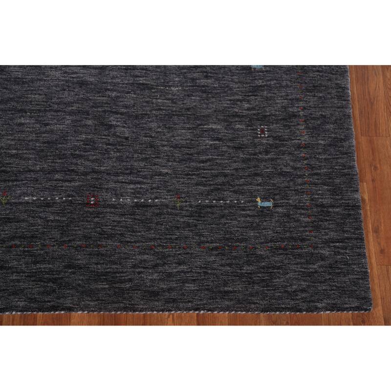 Gabbeh Indian Area Rug Hand-Knotted Grey Wool Carpet - 5'0" x 7'10"