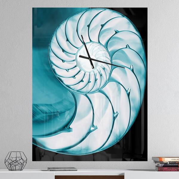 slide 2 of 13, Designart 'Chambered Nautilus Shell' Oversized Coastal Wall CLock
