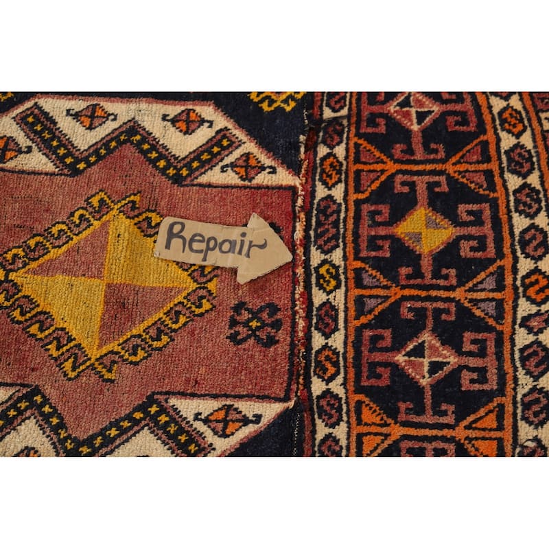 Tribal Anatolian Turkish Vintage Runner Rug Hand-Knotted Wool Carpet - 3'4"x 11'3"