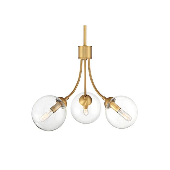 Meridian M10057 3 Light 18" Wide Chandelier - Natural Brass