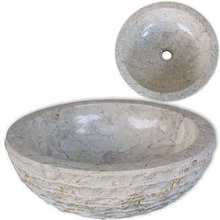 vidaXL Basin Marble 15.7" Cream - 15.7" x 5.9"