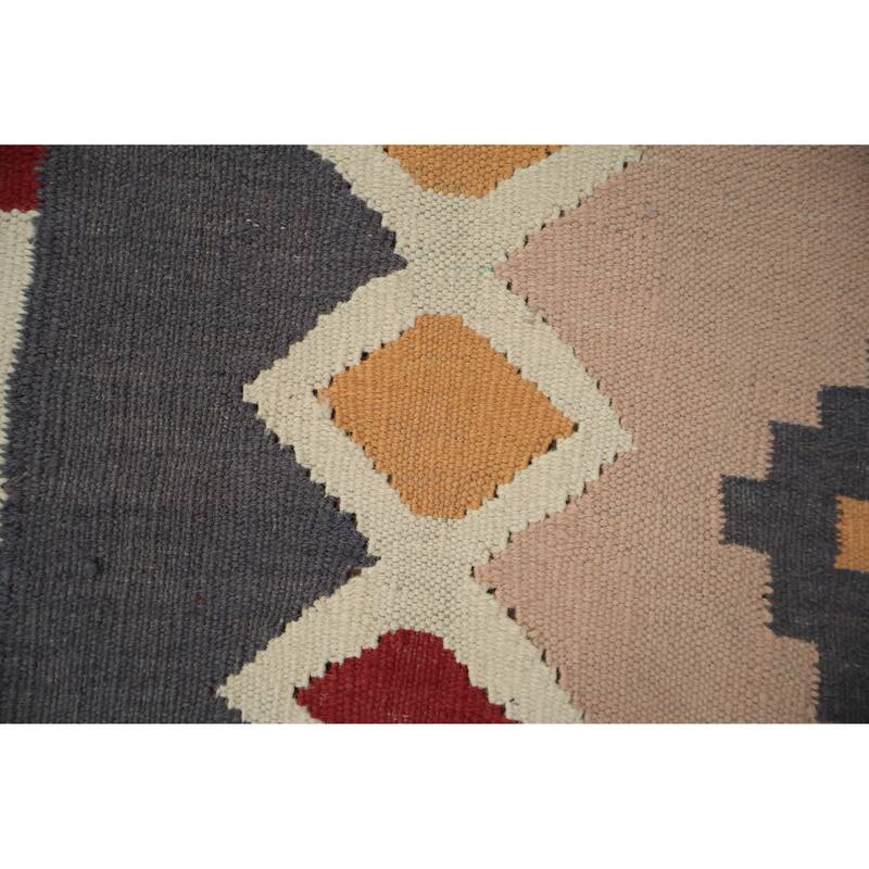 Hand Woven Oriental 100% Wool Carpet Southwestern Tribal Multi-Colored Kilim Area Rug - 14' 2'' X 9' 9''
