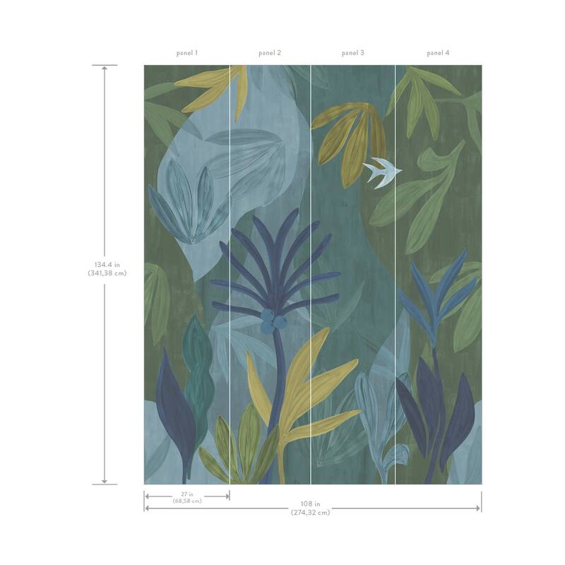 York Wallcoverings Chambord Gardens Ultramarine Wall Mural