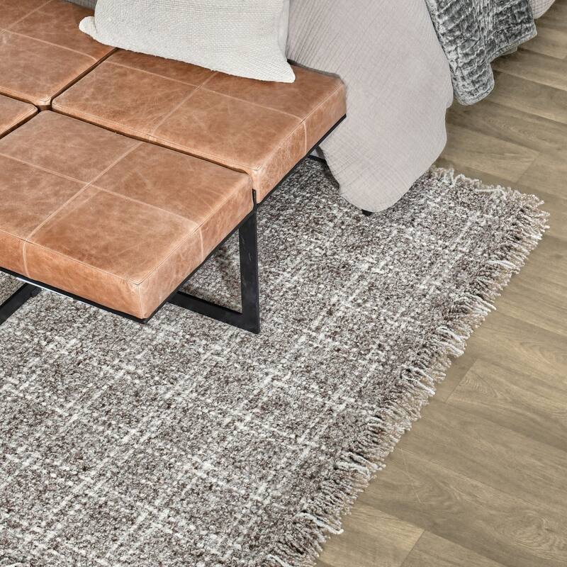 Bradbury Solid Wool Blend Area Rug by Kosas Home - Natural, Ivory - 5x8