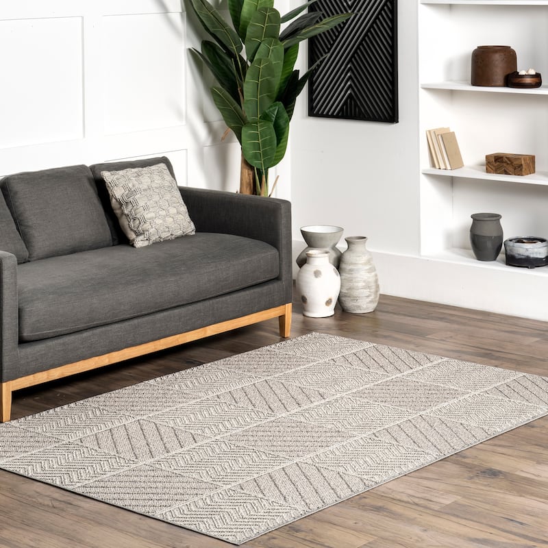 Nuloom Tieve Modern Checkered Area Rug - 5'3" x 7'6" - Grey - Rectangle