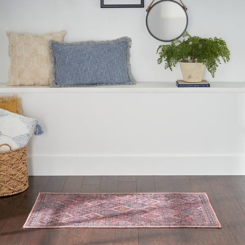 New Concept Washables Machine Washable Flatwoven Boho Medallion Area Rug