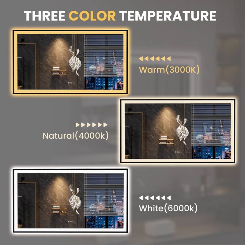 72x40 Inch Frameless LED Bathroom Mirror,Smart Mirror