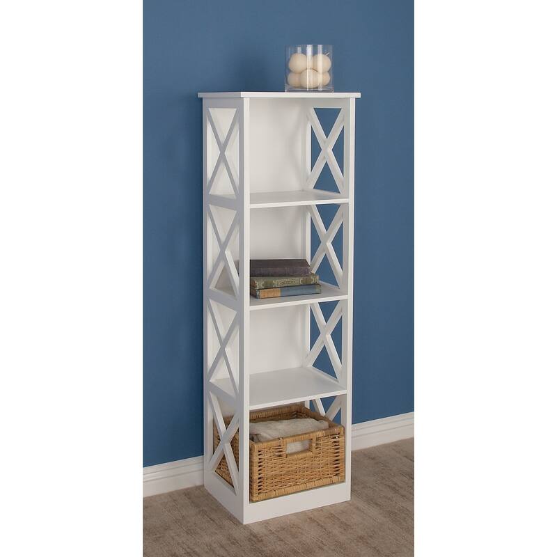White Wooden 4 Shelves Shelving Unit