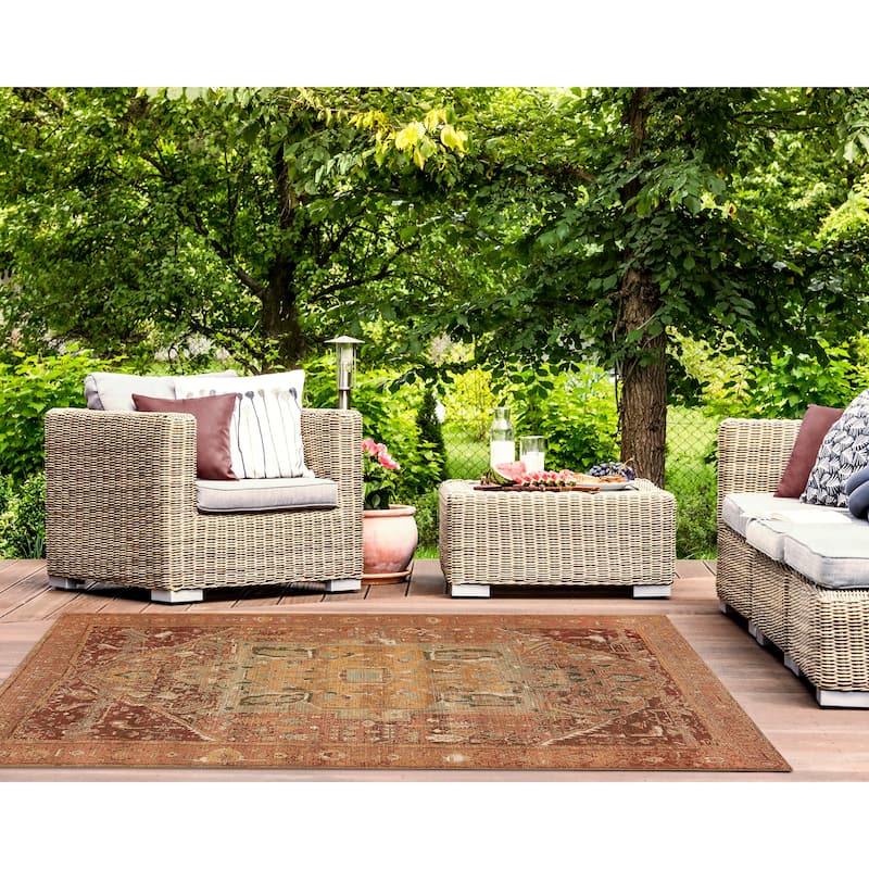 Liora Manne Marina Heriz Indoor/Outdoor Rug - 3'3" x 4'11" - Terracotta/Multi