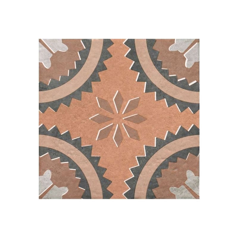 Verity Poppy 8x8 Matte Porcelain Encaustic Tile - Floor, Wall, Backsplash
