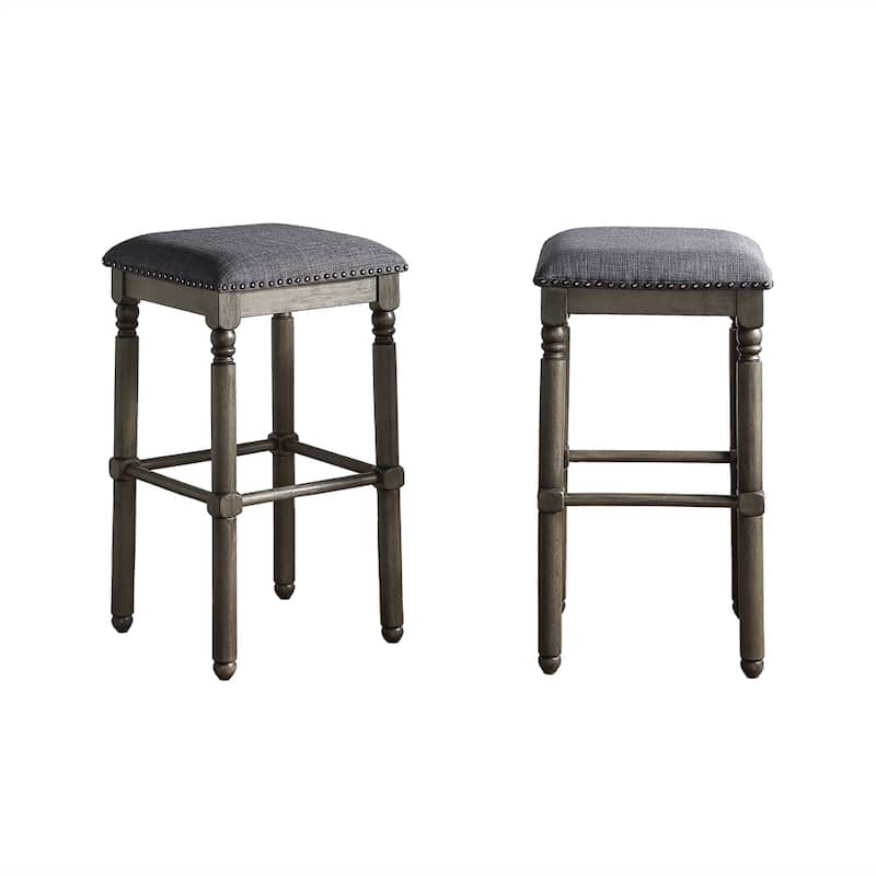 Wood Upholstered Bar Stools,Set of 2 - Grey