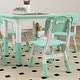 preview thumbnail 8 of 6, 5 Piece Green Kids Table and Chair Sets with Adjustable Height and Under Storage Box - 23.6" L x 23.6" W x 18.1"-22.8" H