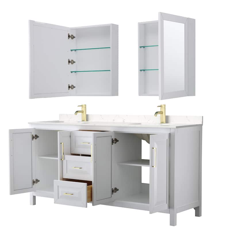 Daria 72 Inch Double Vanity, Cultured Marble Top, Medicine Cabinets