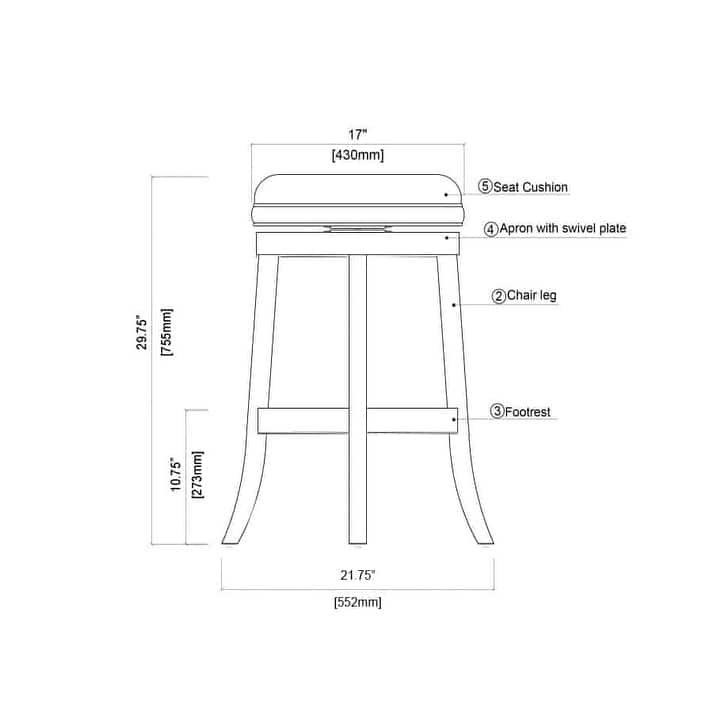 Boraam Backless Swivel Bar Stool