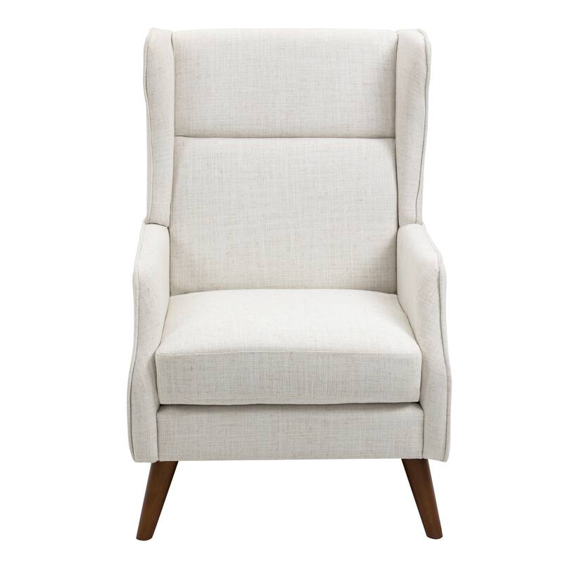 Cotton Linen Accent Chair with Wood Legs