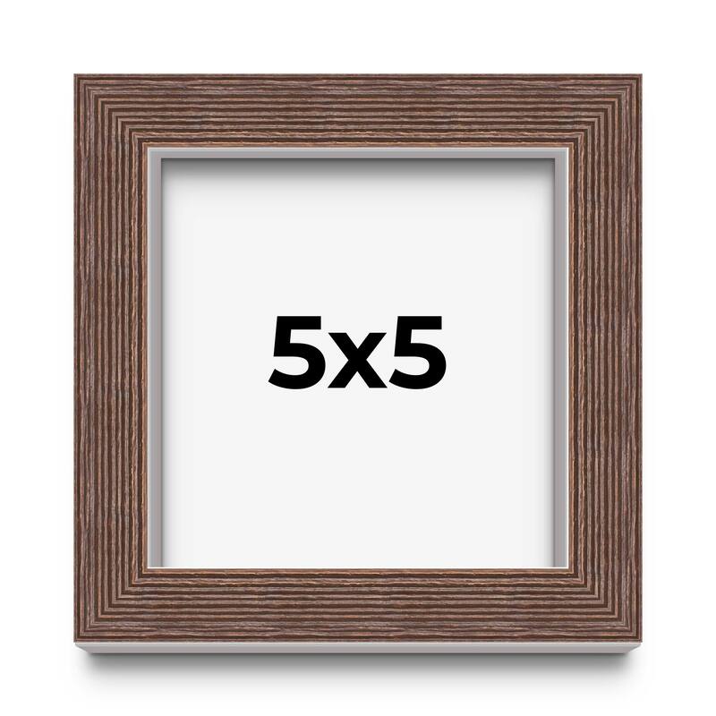 5x5 In Shadow Box Frame Brown | 1.125 inches Deep Real Wood Rustic