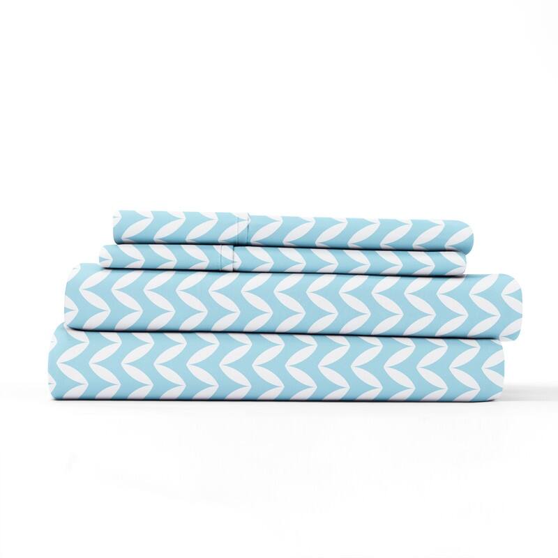 Becky Cameron Puffed Chevron Pattern 4 Piece Deep Pocket Bed Sheet Set