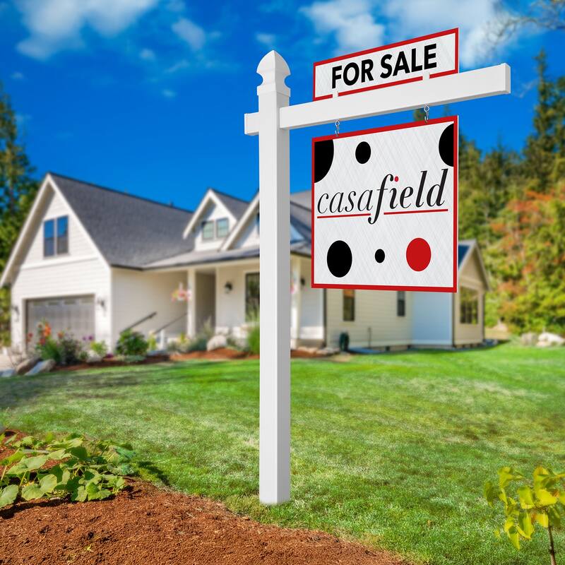 Casafield Real Estate Sign Post for Open House and Yard Sale Signs - White