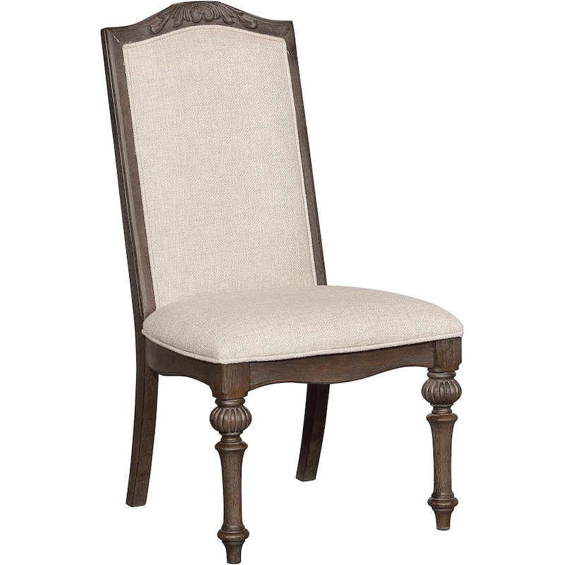 Ivory Finish Classic Upholstered Side Chairs Set