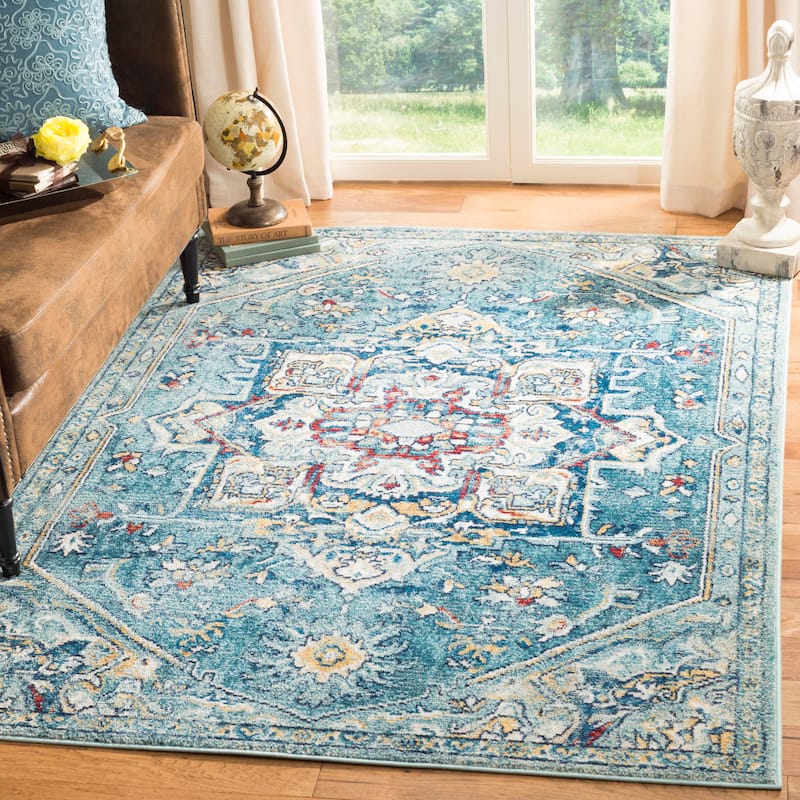 SAFAVIEH Savannah Georgina Boho Oriental Polyester Medallion Rug - 4' x 6' - Blue/Navy