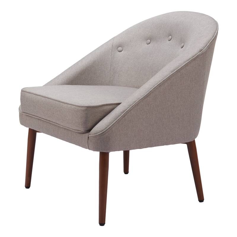 HomeRoots 28" Gray And Brown Fabric Tufted Barrel Chair - 28.3' X '31.7' X '30.3