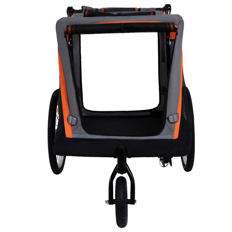 2-In-1 Bike Trailer & Push Cart For Pets-Quick Release Wheel,Pockets And Storage Bag,Holds Pets Up To 88 Lbs