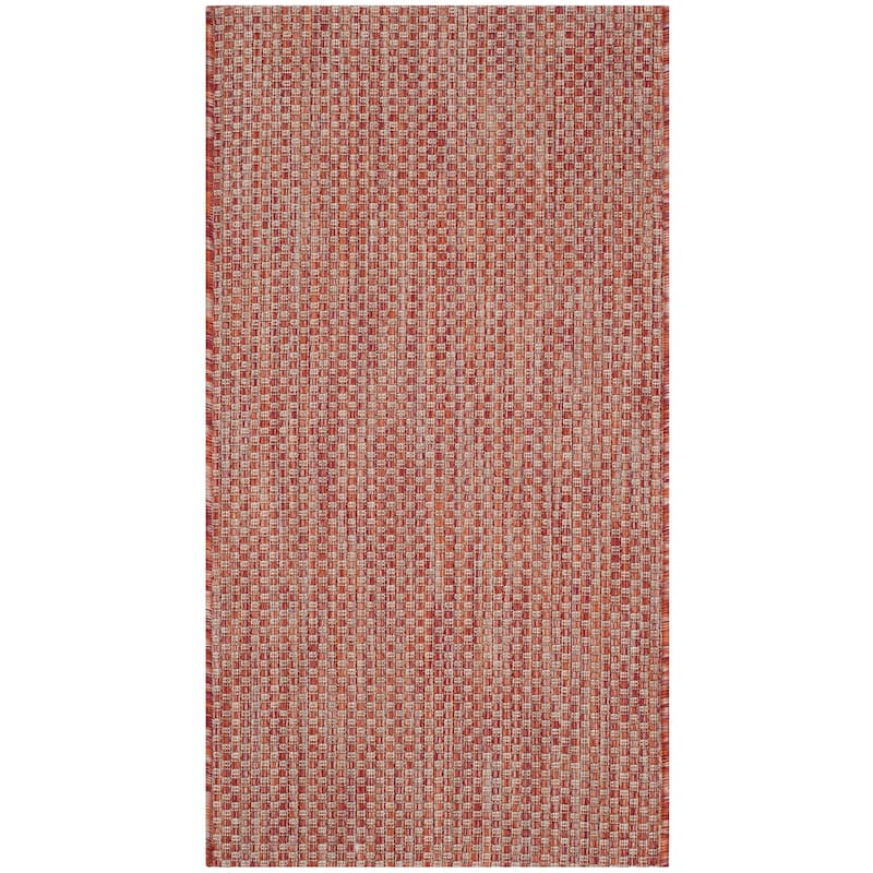 SAFAVIEH Courtyard Jonell Indoor/ Outdoor Patio Backyard Rug - 2'3" x 5' - Red/Beige