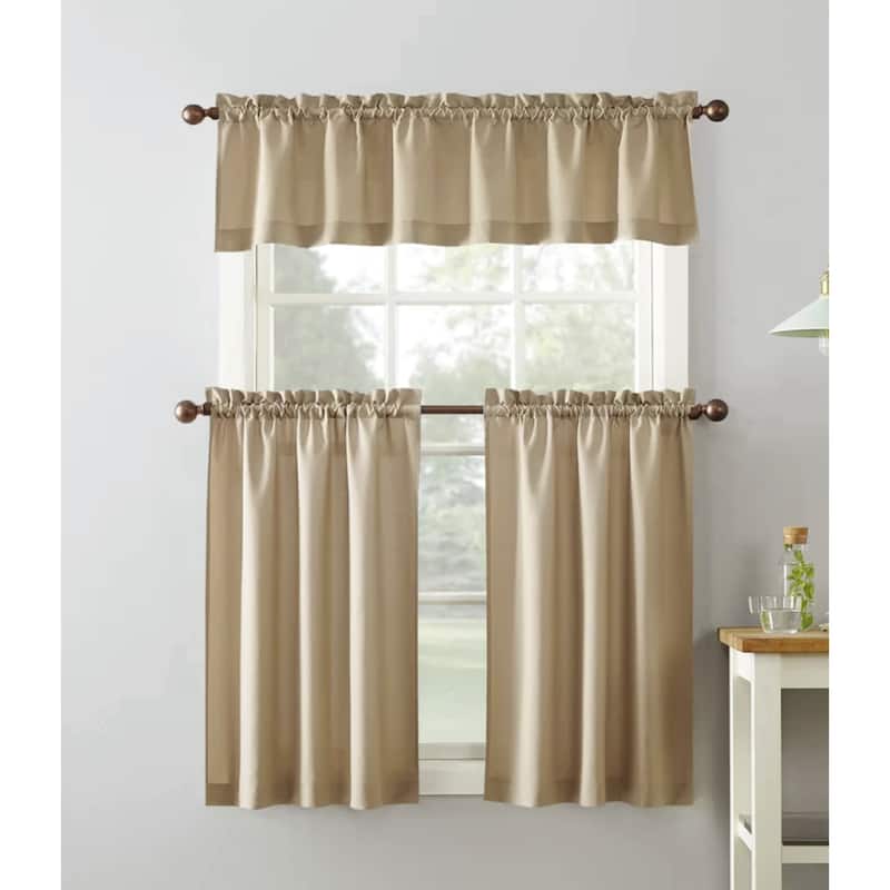 Anchorage Privacy Solid Kitchen Curtain - Sesame