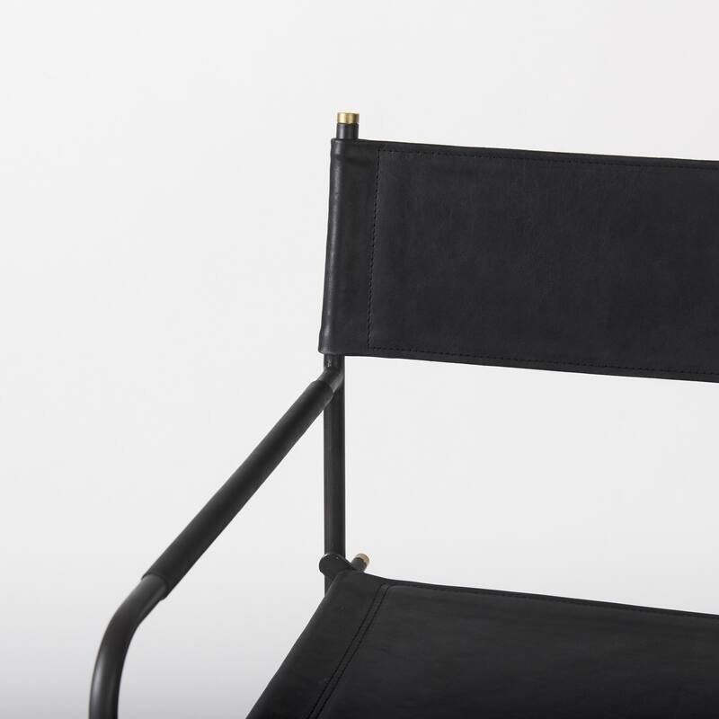 Modern Folding Faux Leather Bar Stool with Full Backrest and Black Metal Legs for Kitchen Dining