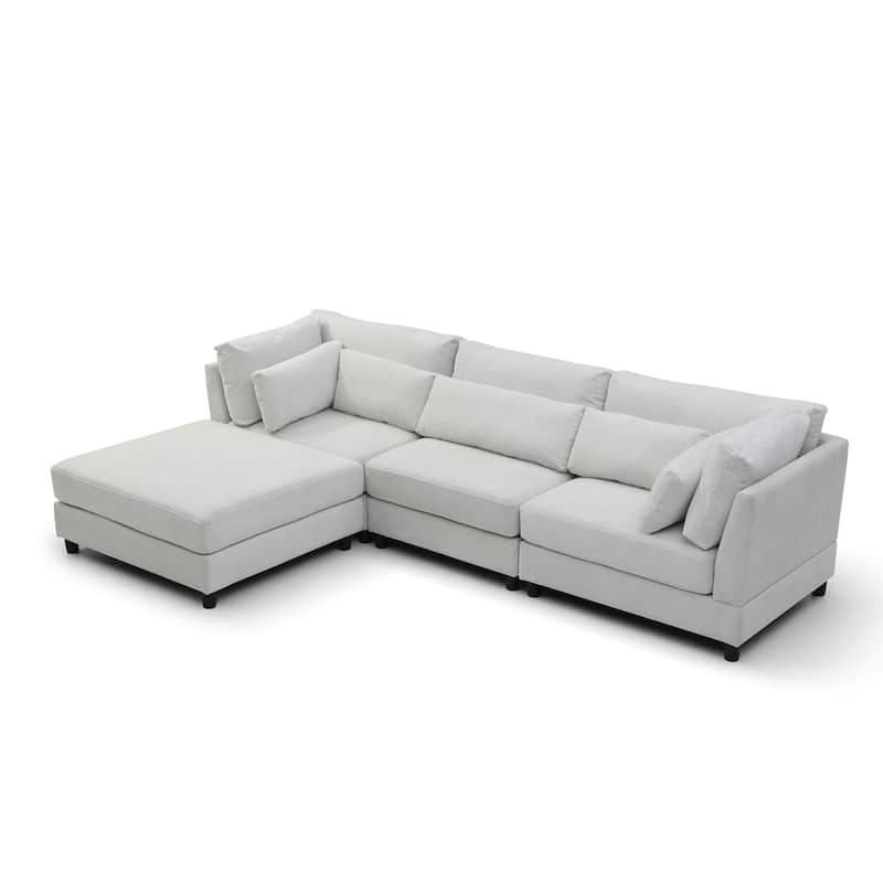 L-Shaped Convertible Sectional Sofa Couch with Movable Storage Ottoman Chaise, Free Combination Sofa - L Shape