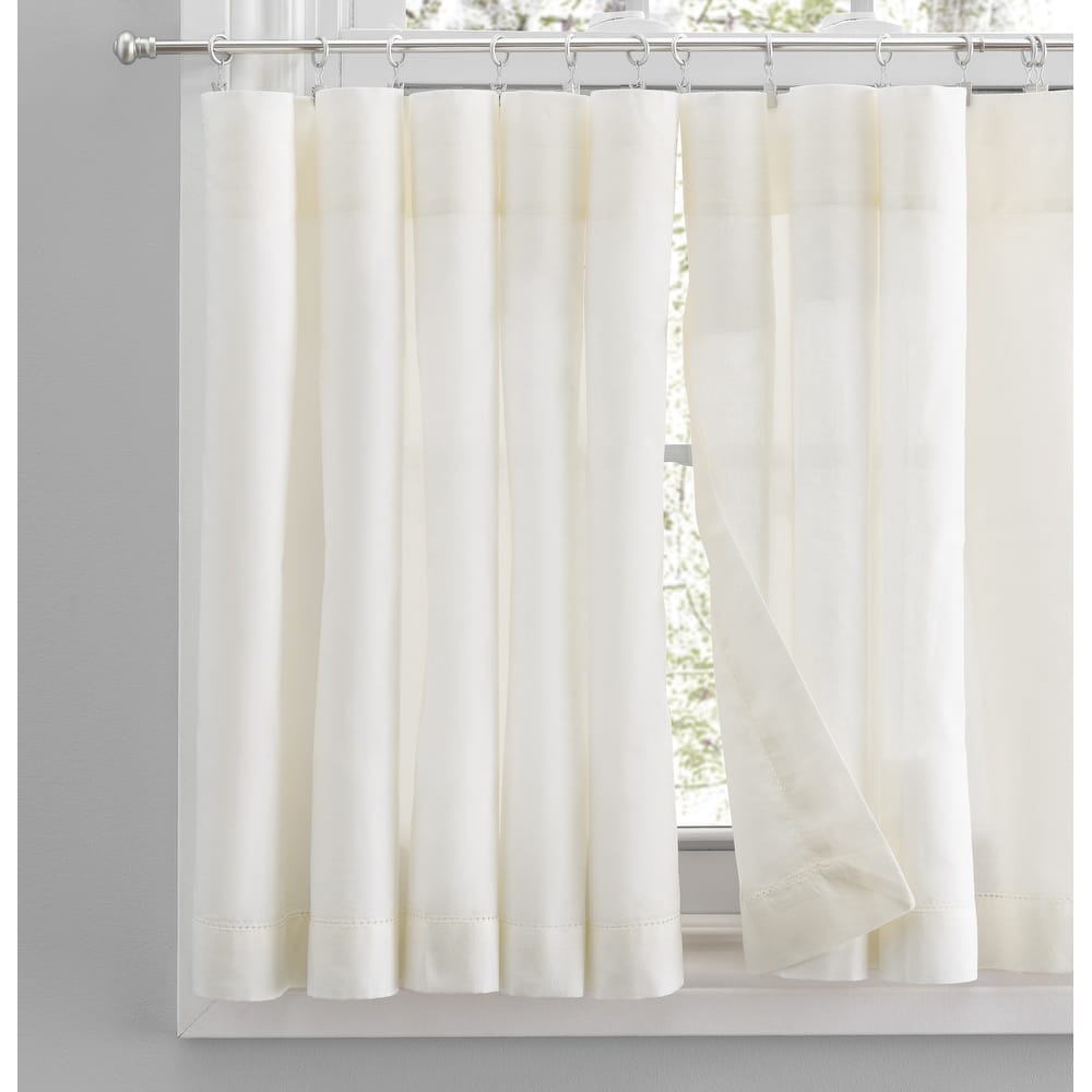 Simplicity Hemstitch 100% Cotton Rod Pocket Kitchen Curtains - Tier, Swag or Valance (Sold Separately)