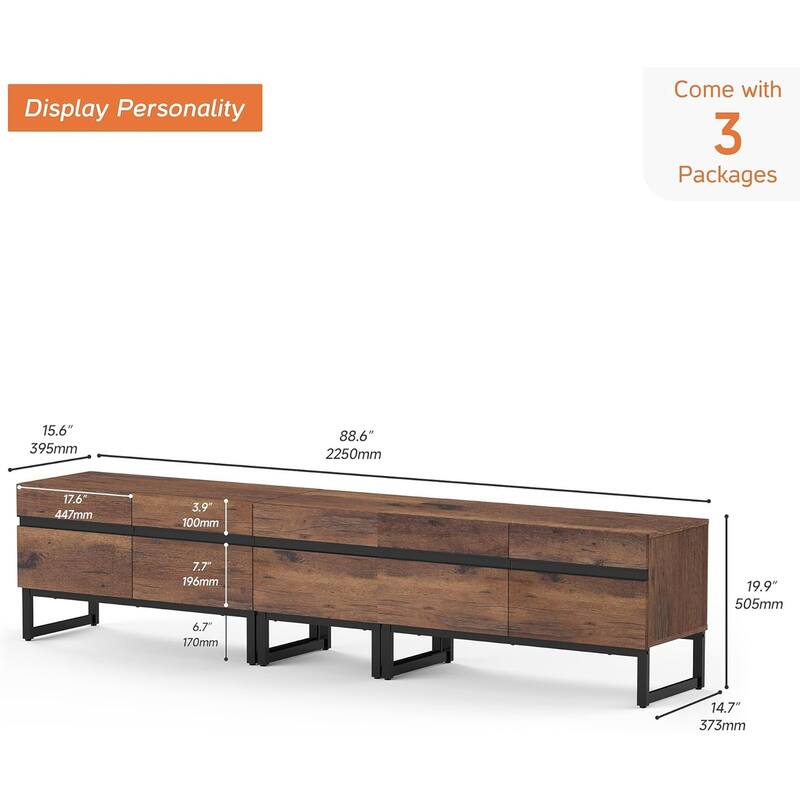 WAMPAT Modern TV Stand for TVs up to 50 inch TV, 2 in 1 Entertainment Center TV Console with Storage Cabinets and Metal Base