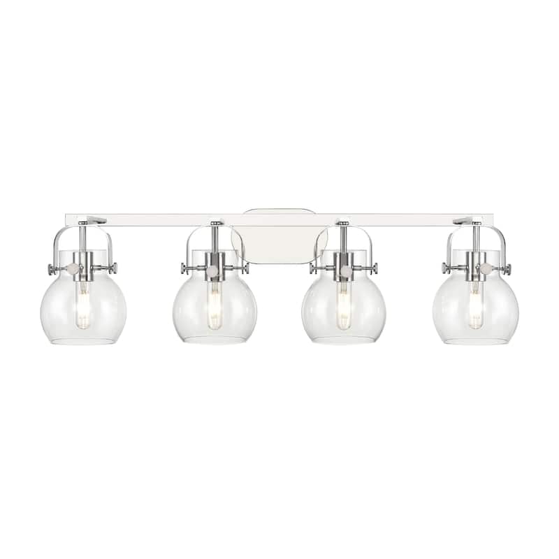 Innovations Lighting Pilaster II Sphere - 4 Light 6" Wall-Mounted Bath Vanity Light.