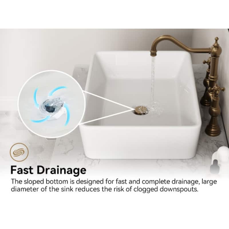 HOROW 19 inch Rectangular White Bathroom Ceramic Vessel Sink Art Basin