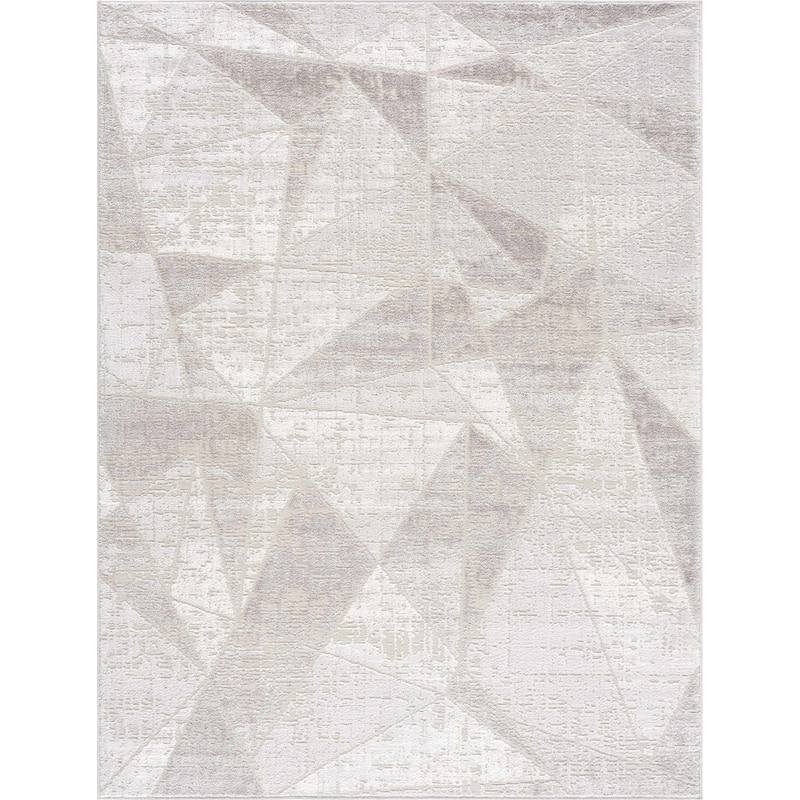 Hauteloom Calum Living Room, Bedroom Area Rug - Farmhouse - High Pile - Pink,Gray - 7'9" x 9'6"