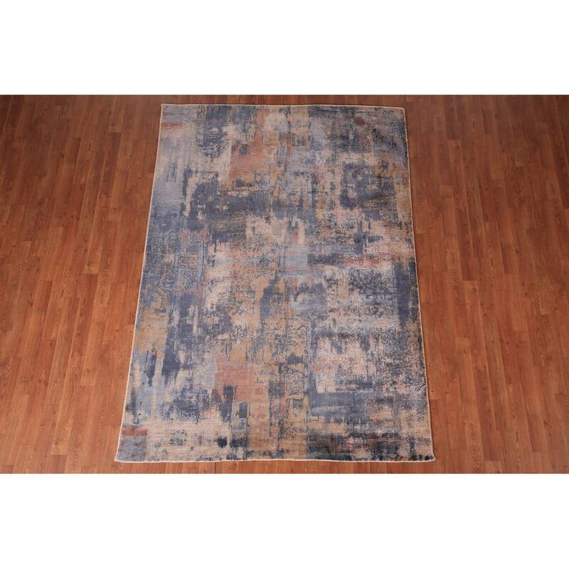 Contemporary Abstract Area Rug Handmade Wool Carpet - 5'4" x 7'6"