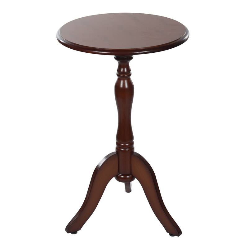 StyleCraft Harbor Breeze Round Pedestal Side Table - Mahogany Brown