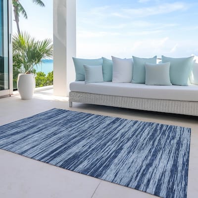 Machine Washable Indoor/ Outdoor Casual Ombre Chantille Rug